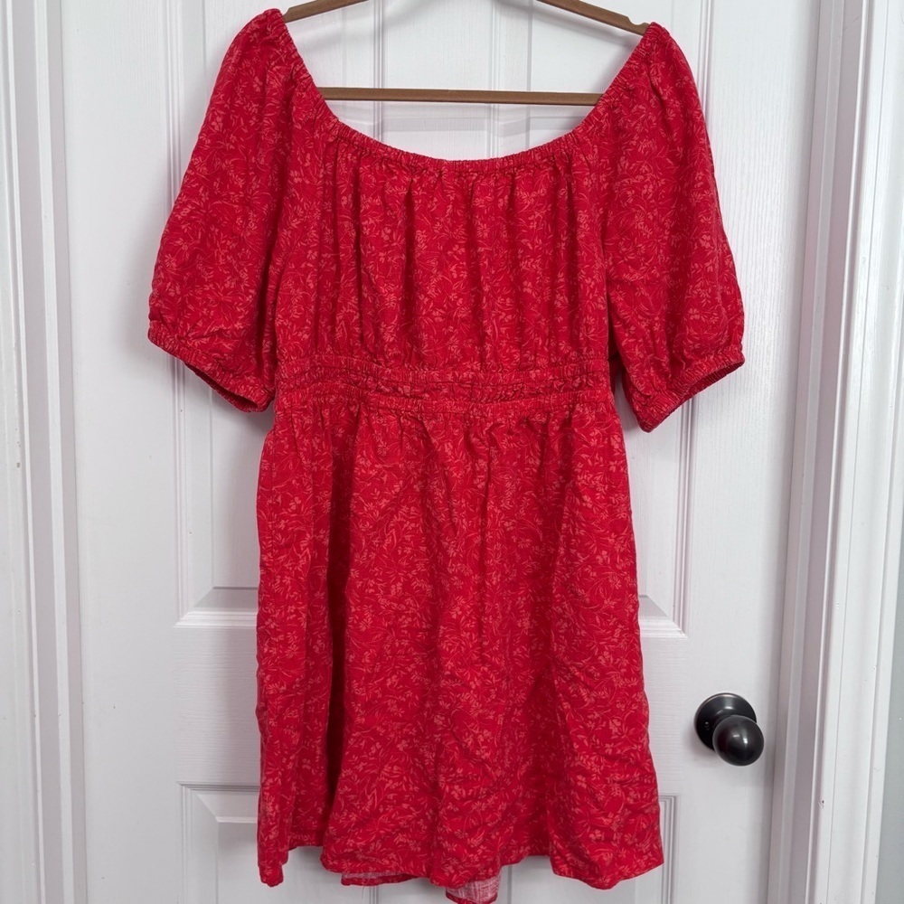 Red Floral Puff Sleeve Top | Terra & Sky 0X (14W)